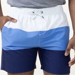 NWT Simply Southern Men's Blue Tri-color Mesh Lined Swim Shorts XL 5" Inseam